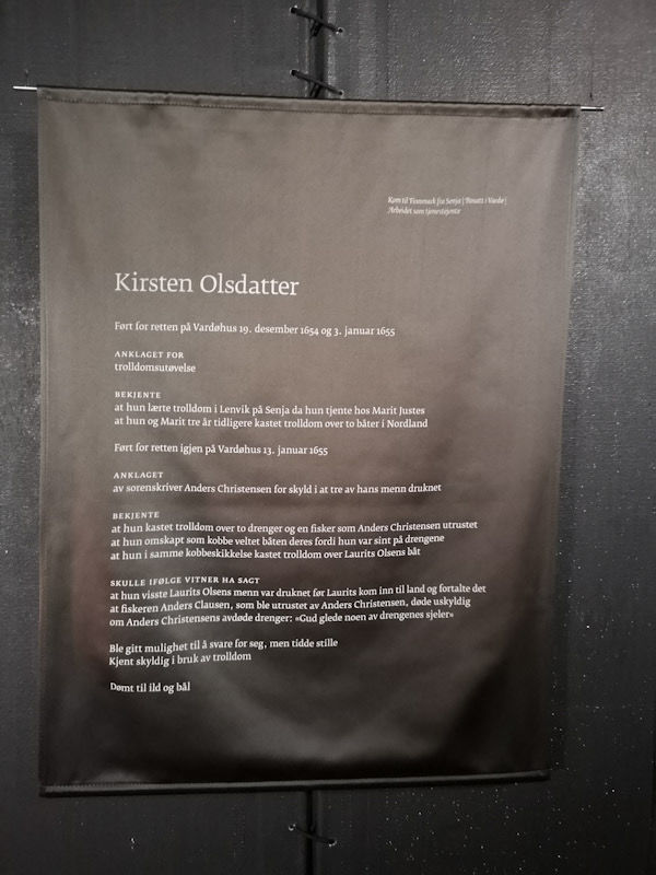Dom over Kirsten Olsdatter fra heksemonumentet Steilsneset minnested i Vardø