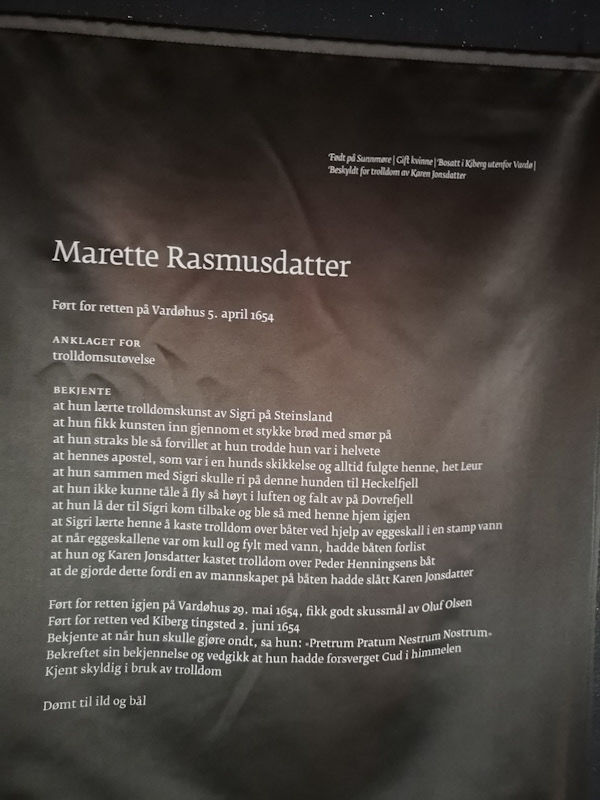 Dom over Marette Rasmusdatter fra heksemonumentet Steilsneset minnested i Vardø